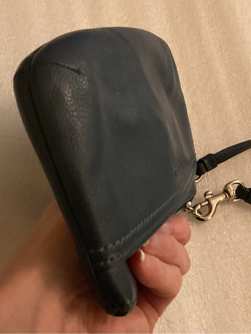 COACH Midnight Navy Leather Wristlet Large Soft Pebbled Leather Quiet Luxury - Picture 7 of 14